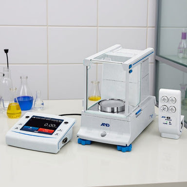 A&D Weighing BA-225TE Micro Premium Balance Sitting on Laboratory Bench Front Left Angled View