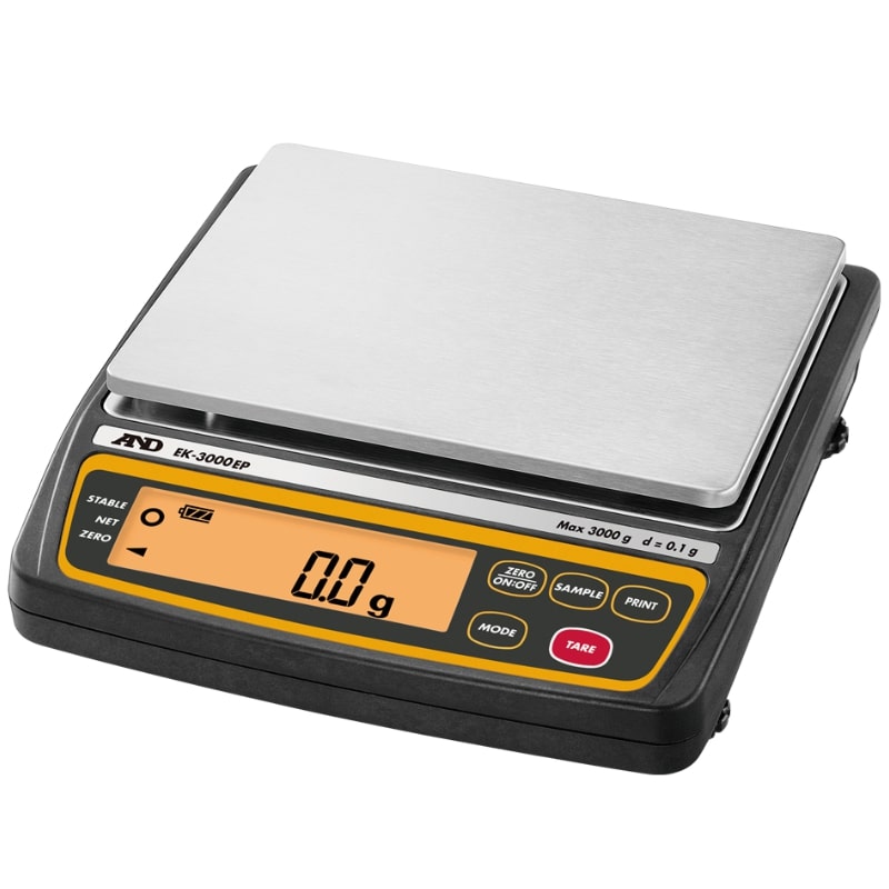 A&D Weighing EK-3000EP & EK-12KEP Intrinsically Safe Compact Balance Angled Left Top Front View