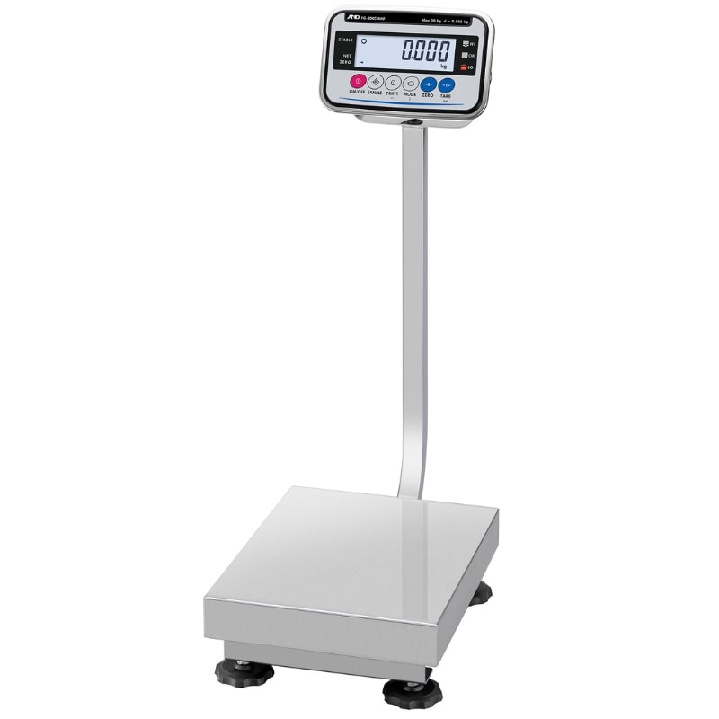 A&D Weighing FG-30KCM-WP Waterproof Platform Scale Angled Left Front View