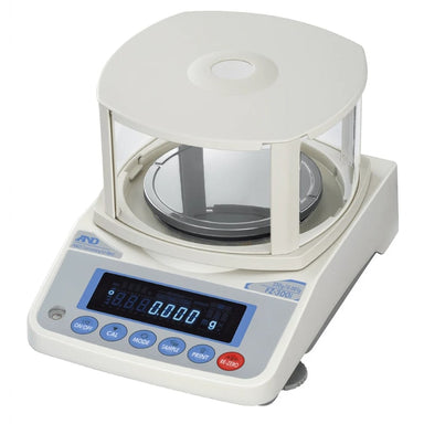 A&D Weighing FZ-300i Precision Balance with OP-10 Small Breeze Break Angled Left Front Top View