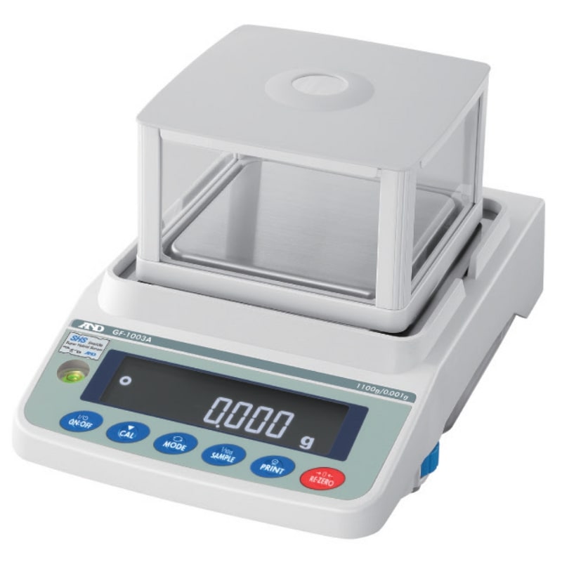 A&D Weighing GF-A Multi-Functional Precision Balance Series with Standard Breeze Break Angled Front View