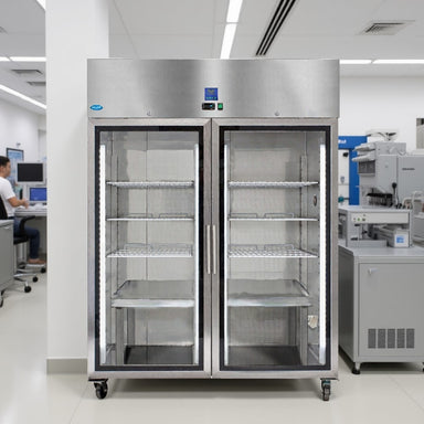 Nuline MFi10TNG Chromatography Refrigerator Incubator Full Shelf Closed Door Standing Against laboratory Wall Front