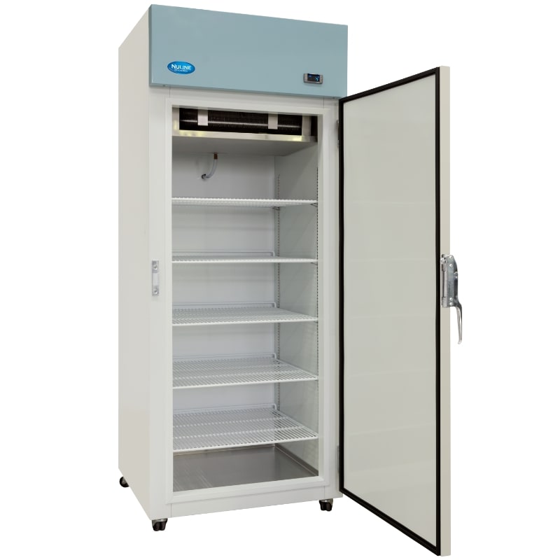 Nuline NHFTS400 Top Mounted Spark Safe Freezer Solid Door Open Angled Right View