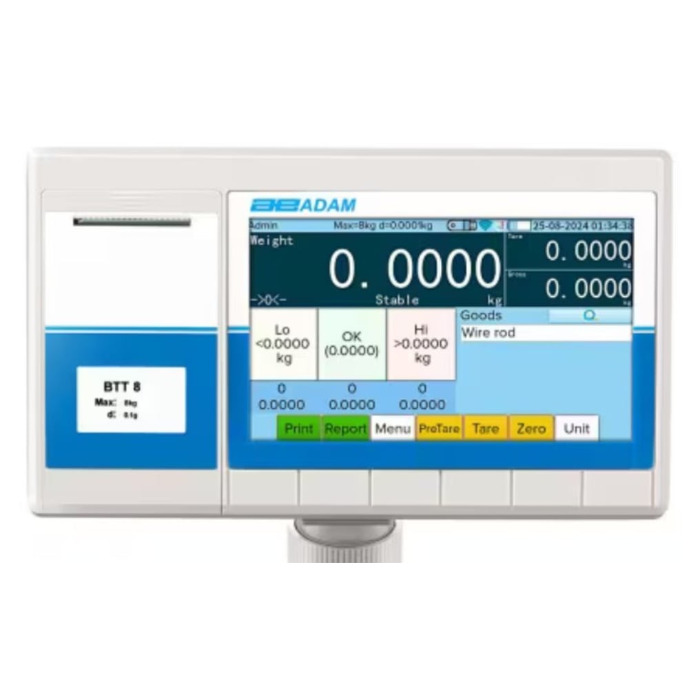 ADAM Equipment BTT Touch-Screen Label Printing Floor Scales Display Panel Front View