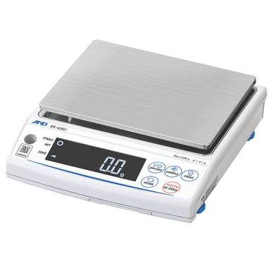 A&D Equa EK Series Industrial Compact Balance Large Pan Angled Left Top Front View