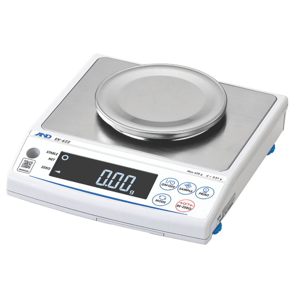 A&D Equa EK Series Industrial Compact Balance Small Pan Angled Left Top Front View