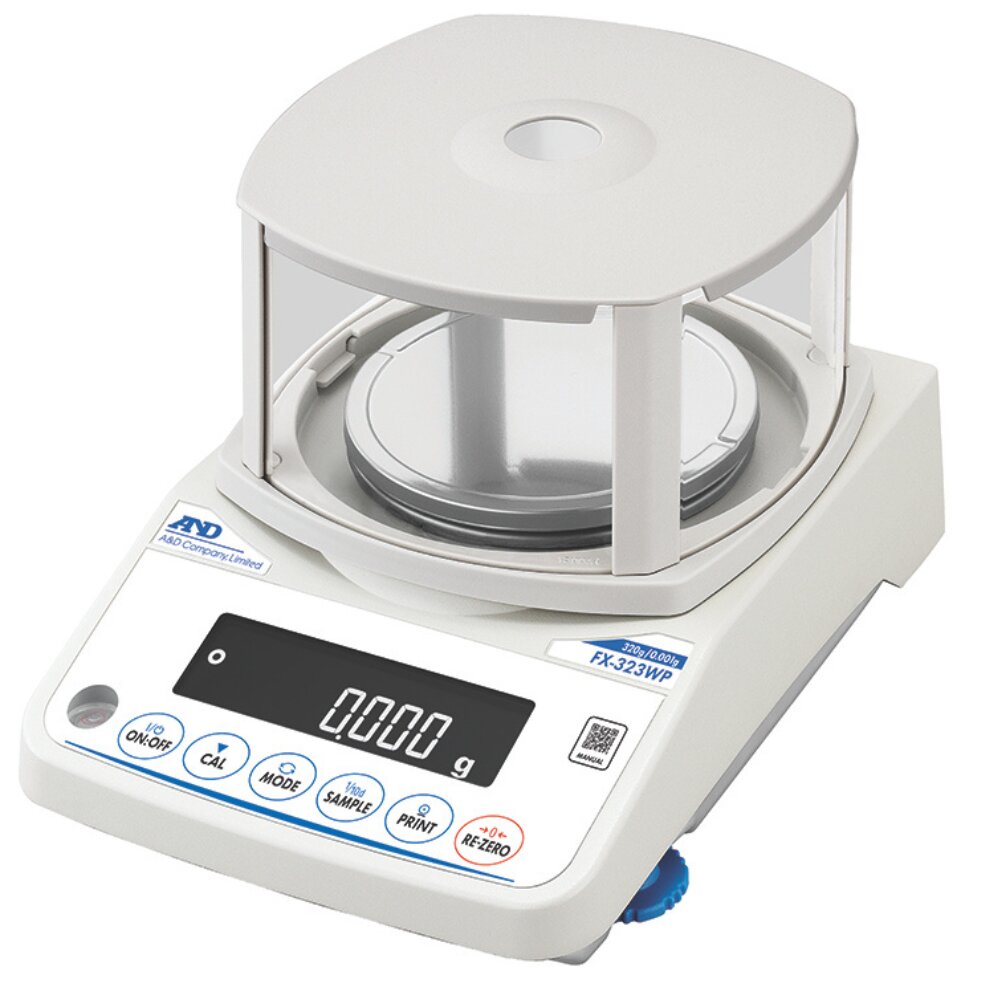 A&D Fortis FZ(-WP) & FX(-WP) Precision Balance with Breeze Break Angled Left Top Front View