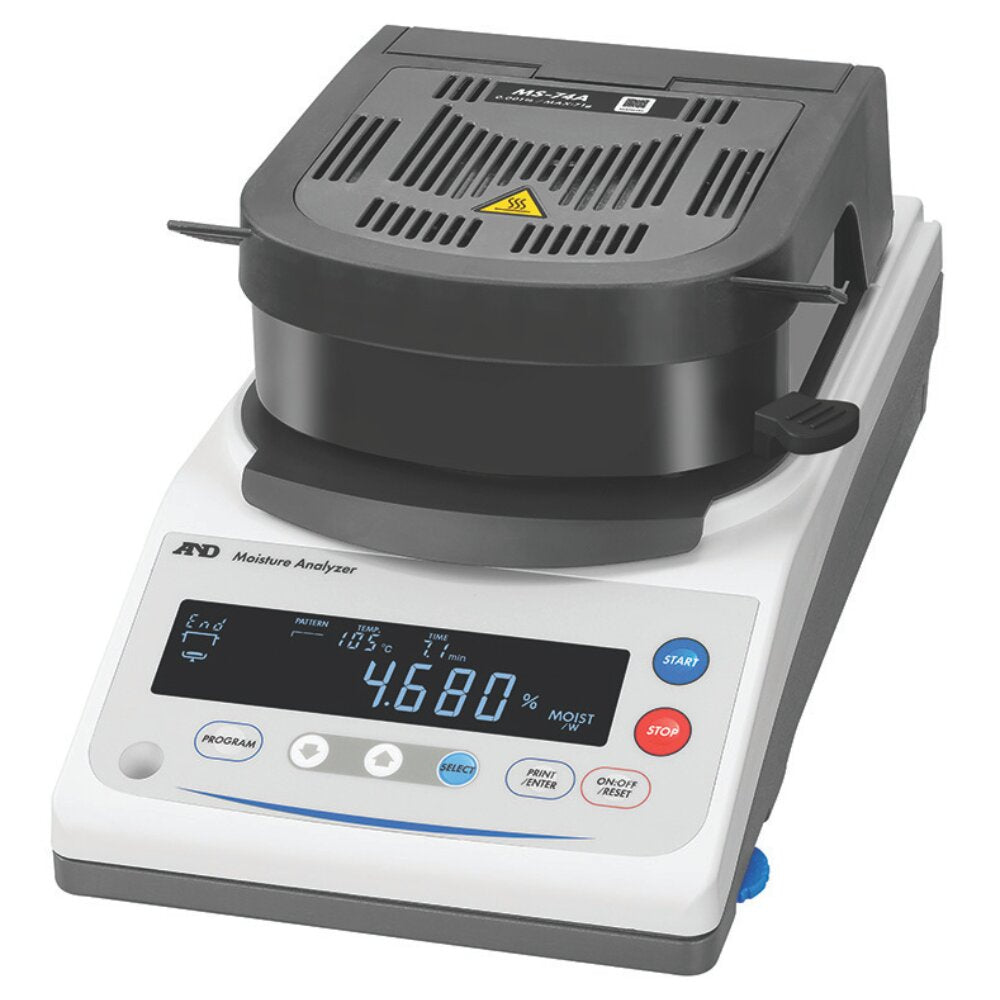 A&D MS-70A, MX-53A, MF-53A & ML-53A Standard Moisture Analyser Lid Closed Angled Left Top Front View