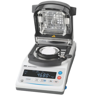 A&D MS-70A, MX-53A, MF-53A & ML-53A Standard Moisture Analyser Lid Open Angled Left Top Front View