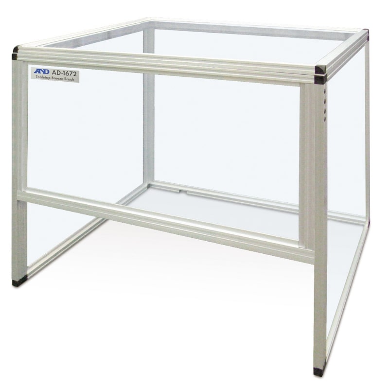 A&D Weighing AD-1672 Square Shaped Tabletop Breeze Break Angled Left Front View
