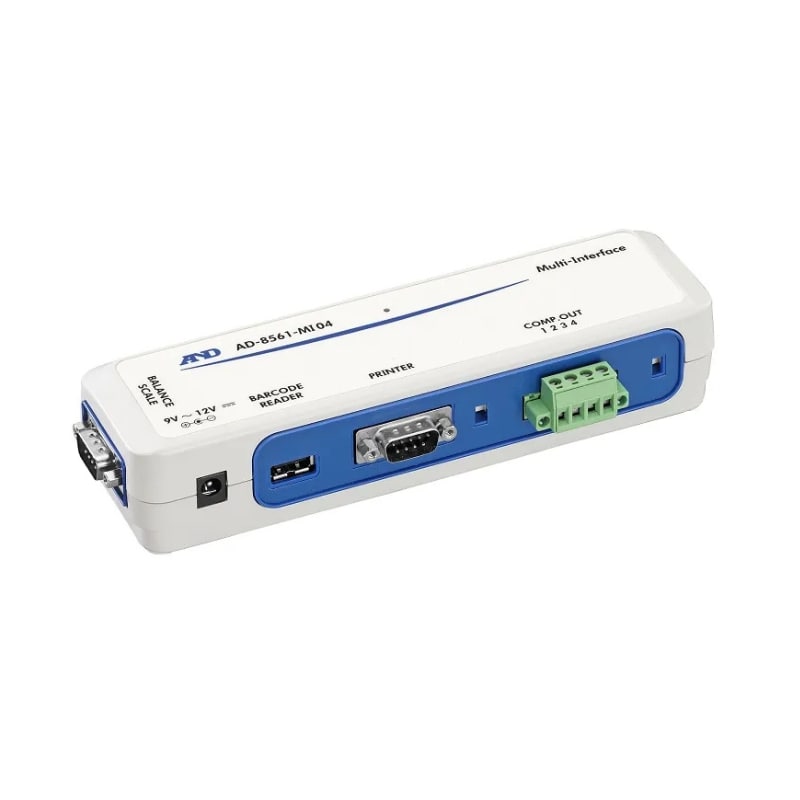 A&D Weighing AD-8561-MI04 Multi-Interface with 4-Pin Terminal Block Angled Left Top Front View