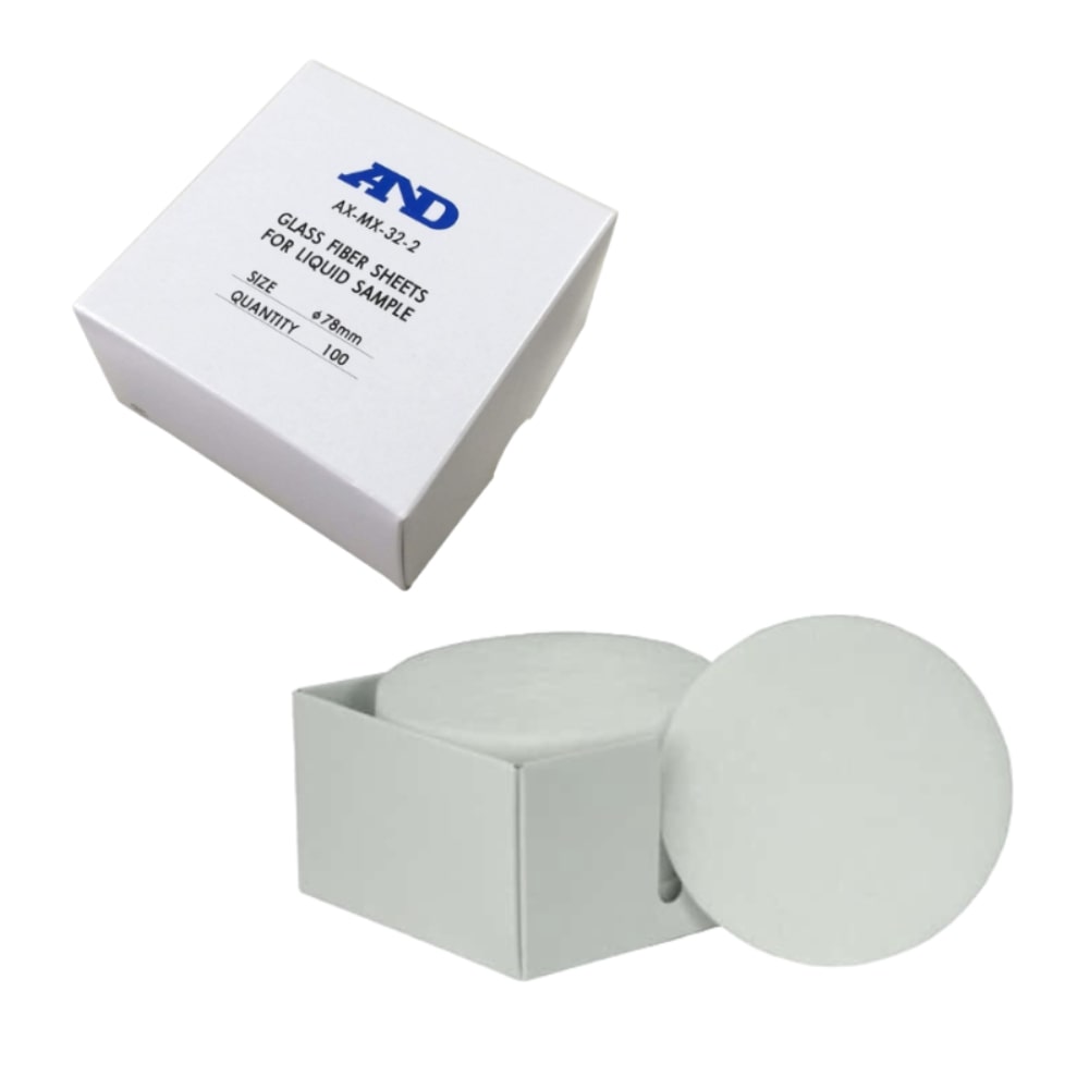 A&D Weighing AX-MX-32-2 Glass Fibre Sheets (78mm x 100pcs) Angled Left Top Front View