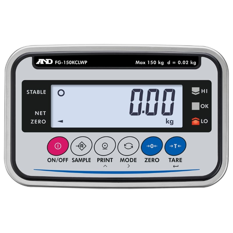 A&D Weighing FG-CWP Waterproof Platform Scale Series Control Panel Front View