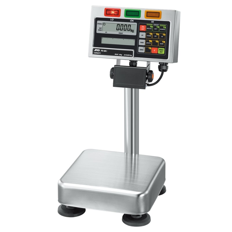 A&D Weighing FS-6KI & FS-15KI Checkweighing IP65 Scale Series Angled Left Front View