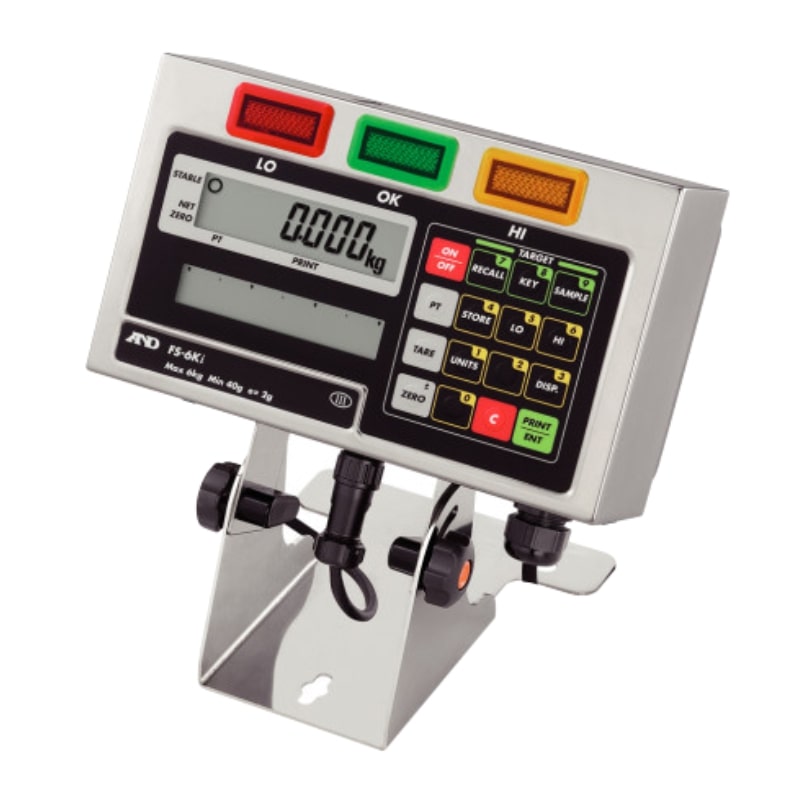 A&D Weighing FS-D Indicator Display with Wall Bracket Left Angled Front View