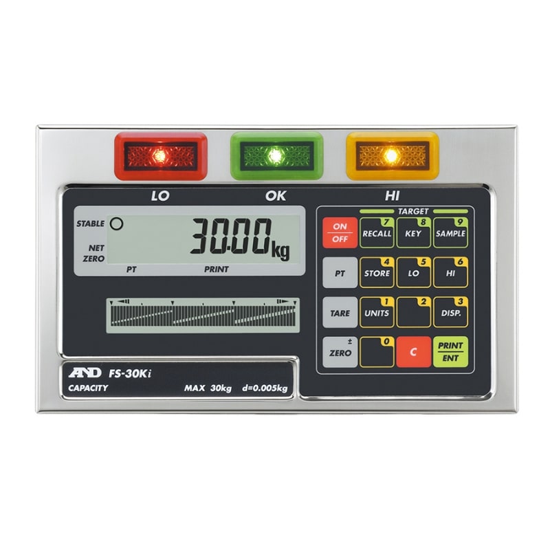 A&D Weighing FS-Ki Checkweighing IP65 Scale Series Control Panel Front View
