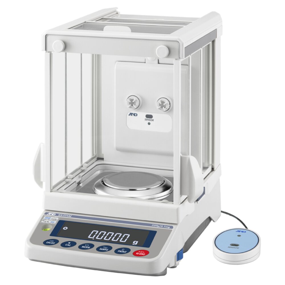 A&D Weighing GX-224AE Analytical Balance with Built-In Ioniser Front Left Angled View