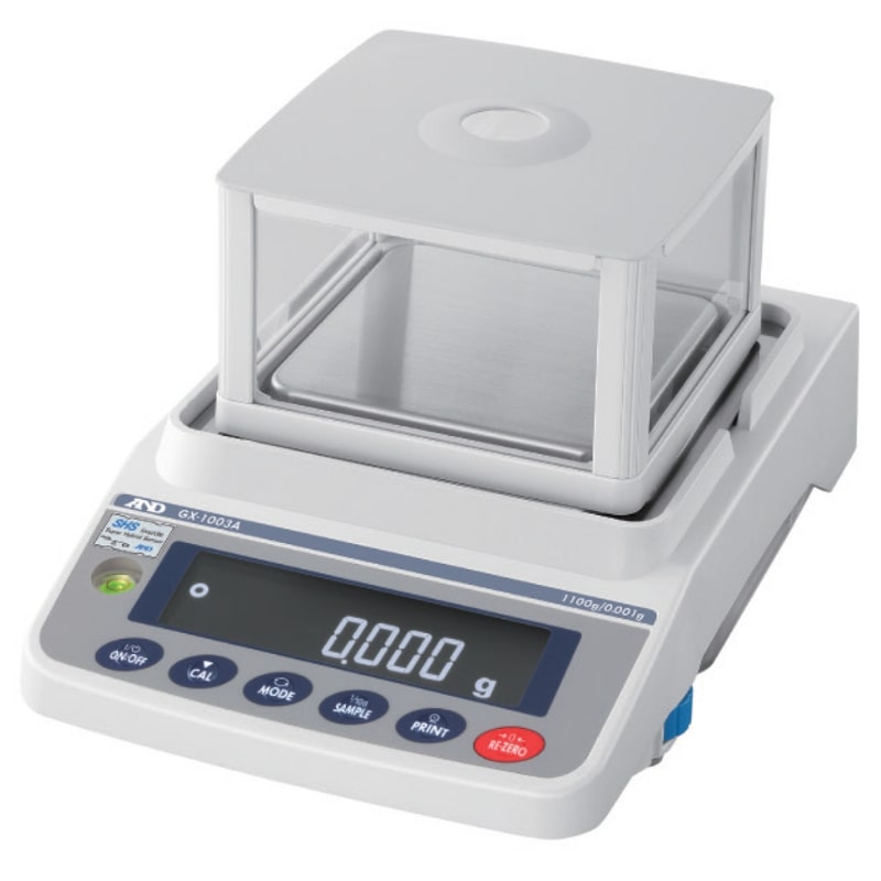 A&D Weighing GX-A Multi-Functional Precision Balance Series with Standard Breeze Break Angled Front View