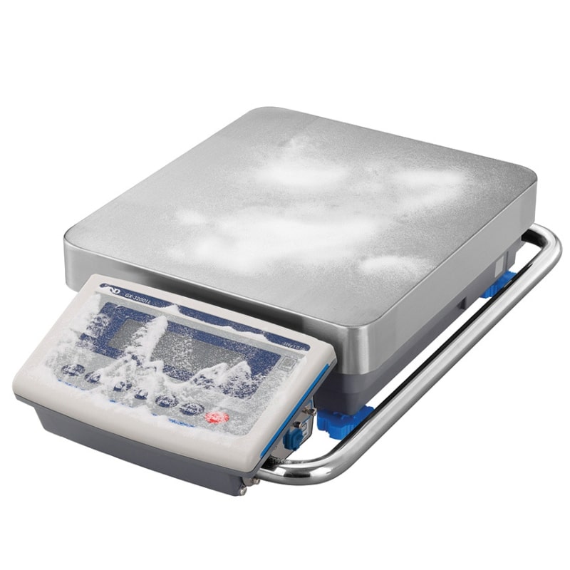 A&D Weighing GX-L High Capacity Precision Balance Series Stand Folded Down with Spilt Powder Angled Left Front View