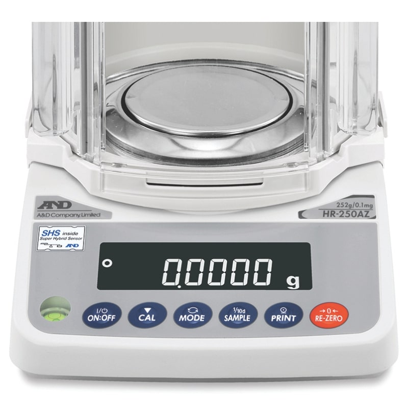 A&D Weighing HR-250AZ Compact Analytical Balance Control Panel Front View
