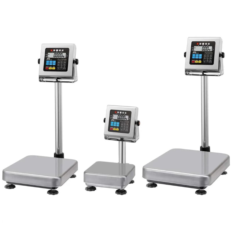 A&D Weighing HV-CWP Waterproof Platform Scale Series Side by Side Angled Left Front View