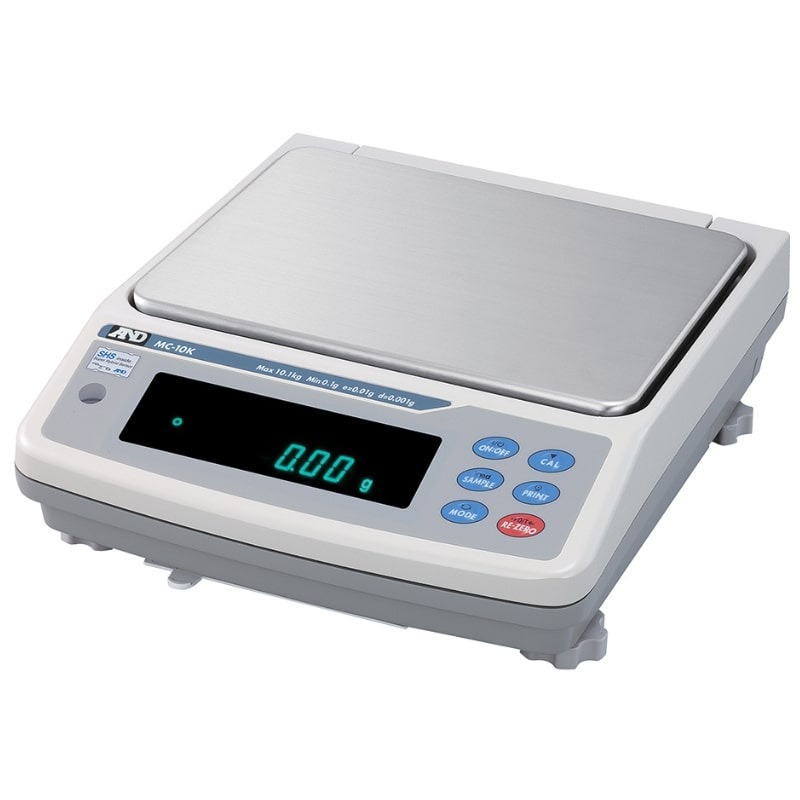 A&D Weighing MC-10K Mass Comparator Precision Balance Angled Left Front View