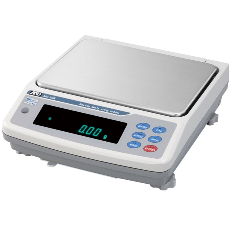 A&D Weighing MC-30K Mass Comparator Precision Balance Angled Left Front View
