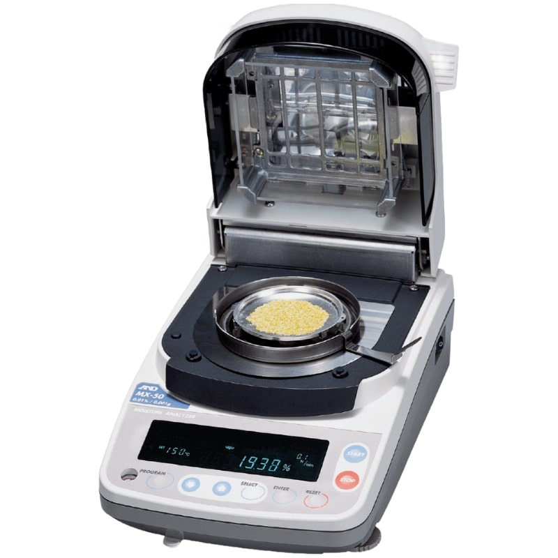 A&D Weighing Moisture Analyser Series Opened Lid Angled Left Front View