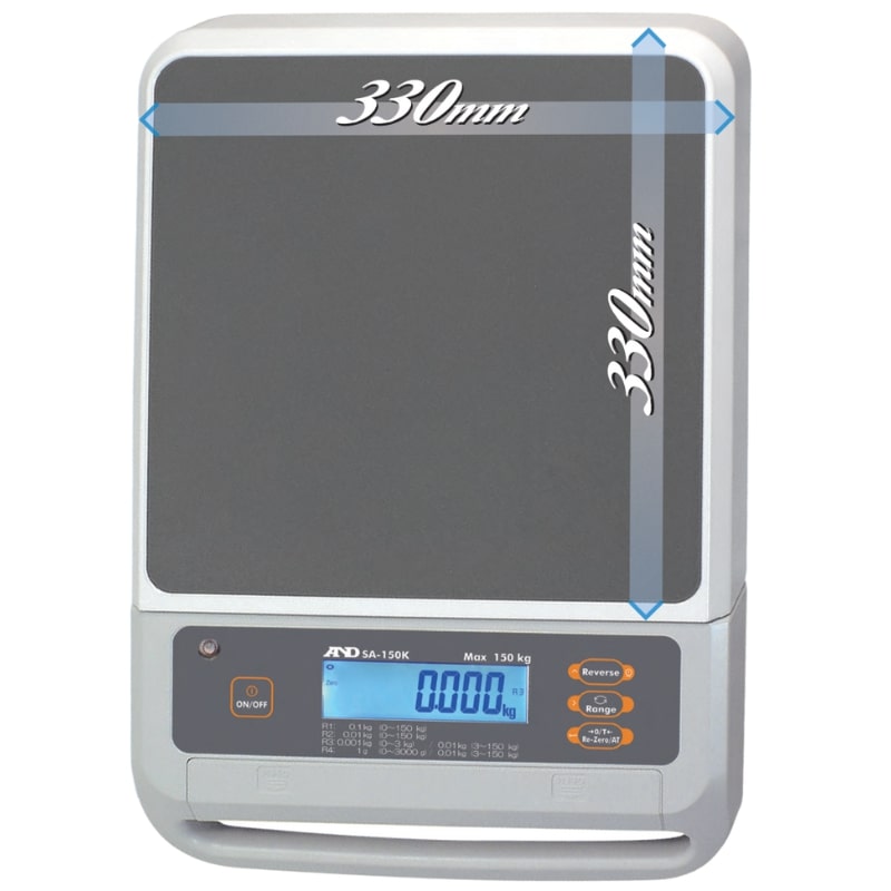 A&D Weighing SA Portable Scale Series with Dimensions Top View