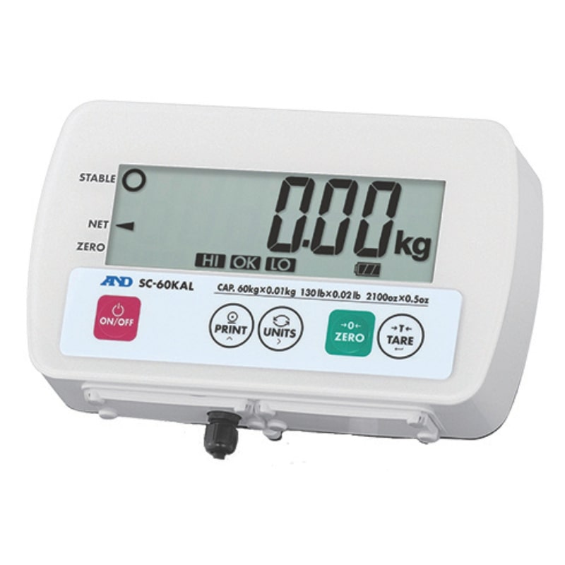 A&D Weighing SC/SE Series IP68 Washdown Platform Scales Control Panel Front View