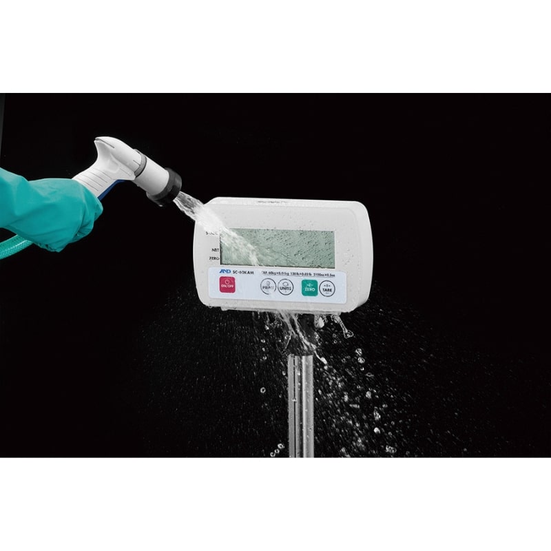 A&D Weighing SC Series IP68 Washdown Platform Scales Washing Controller Display Front View
