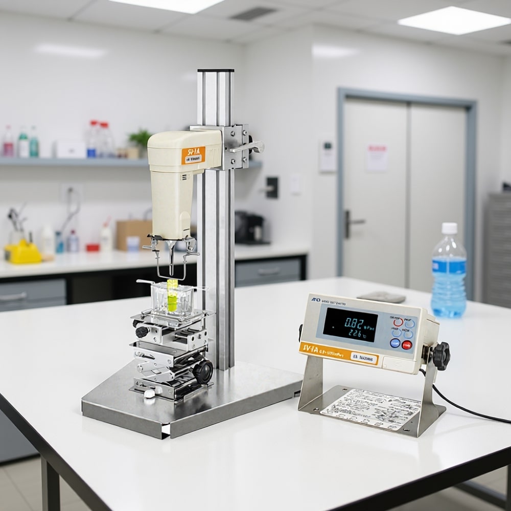 A&D Weighing SV-1A & SV-10A Vibro Viscometer Sitting on Laboratory Bench Angled Left Front View