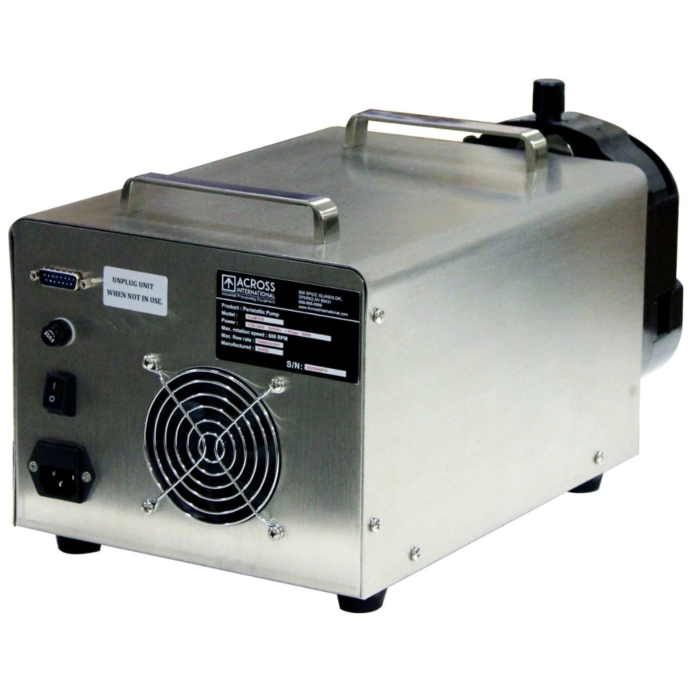 Across International P12M SST Peristaltic Pump Angled Left Back View