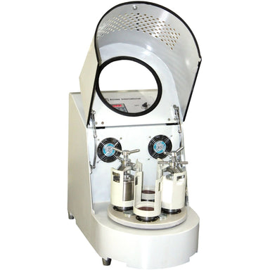 Across International PQ-N04 (0.4Ltr), PQ-N2 (2Ltr) & PQ-N4 (4Ltr) Gear-Drive Planetary Ball Mill Opened Lid Angled Right Front View