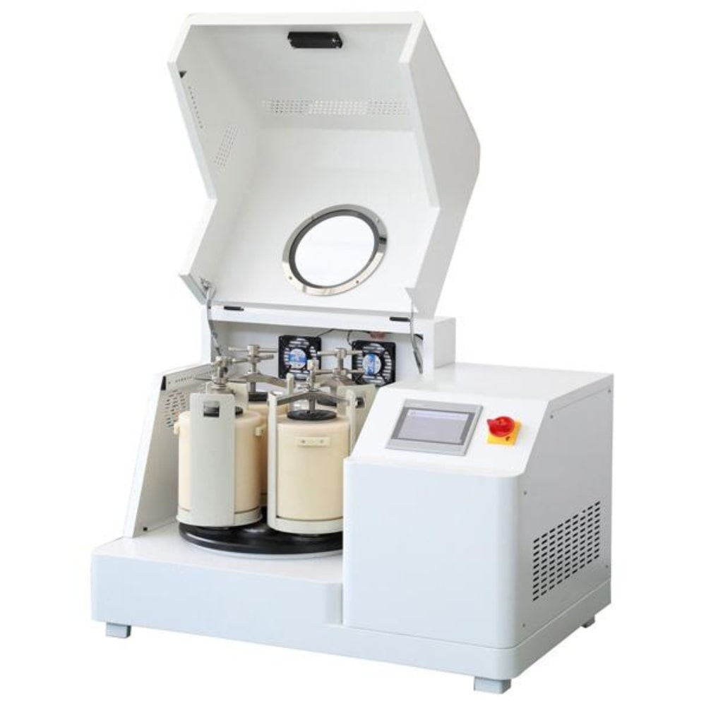 Across International PQ-N12 (12L) & PQ-N20 (20L) Gear-Drive Planetary Ball Mill Opened Lid Angled Right Front View