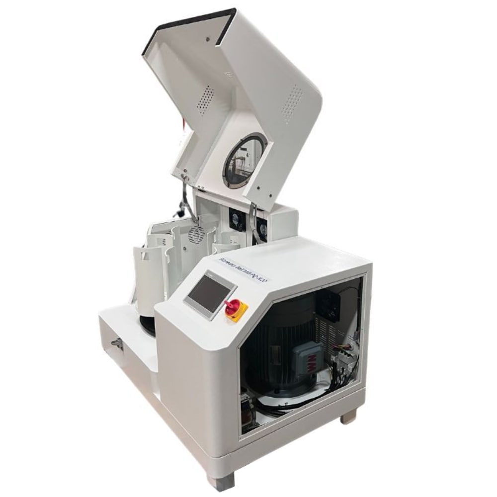 Across International PQ-N20 4x5L (20L) Gear-Drive Planetary Ball Opened Lid Side Panel Off Angled Left Side View