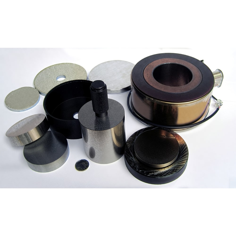 Across International SDS76.H 76mm ID Heated Die Set Collection on Flat Surface with All Pieces Top Front View 