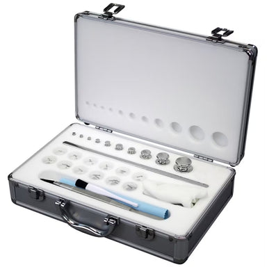 Adam Equipment E2 1mg to 200g OIML Calibration Weight Set Opened Case Angled Left Top Front View