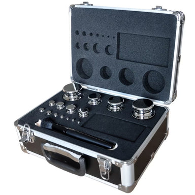 Adam Equipment F1 1g to 2kg OIML Calibration Weight Set Opened Case Angled Left Top Front View