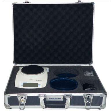 Adam Equipment Hard Carry Case for Core CQT & Highland HCB Open Case with Balance Inside Front View