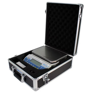 Adam Equipment Hard Carry Case for Latitude LBX Scales Opened Case with Scales Inside Angled Left Front View