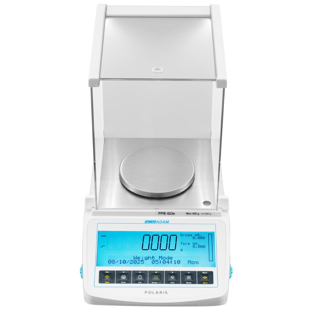 Adam Polaris PPB Series Precision Balance with Draft Shield Top Front View