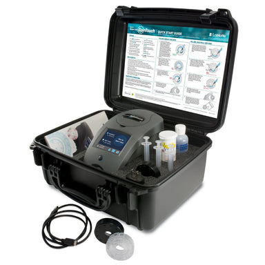 LaMotte WaterLink Spin Touch 3581 Open Case with Contents Displayed on Flat Surface Angled Left Top Front View