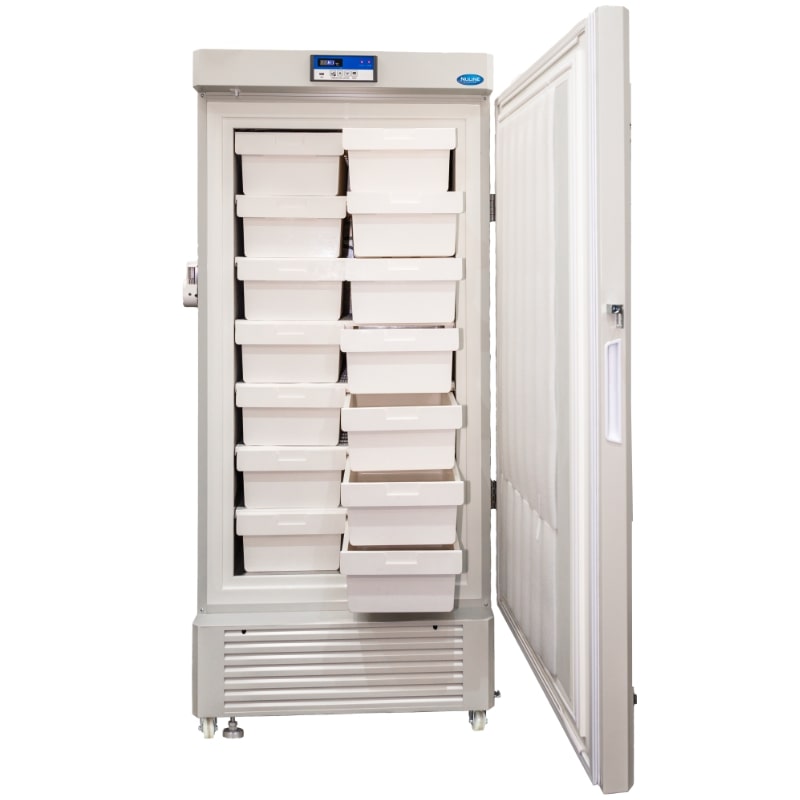 Nuline DW450 -40°C Freezer Solid Door Open Drawers Out Front View