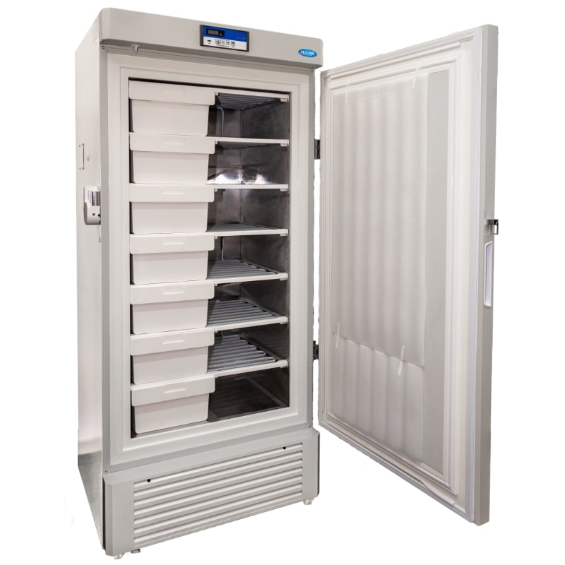 Nuline DW450 -40°C Freezer Solid Door Open Drawers Removed Angled Right View