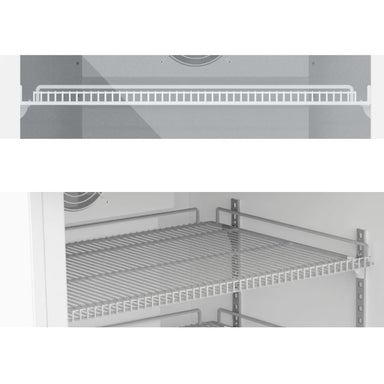 Nuline EC110 Pharmacy Refrigerator Additional Shelves Front and Top Angled View