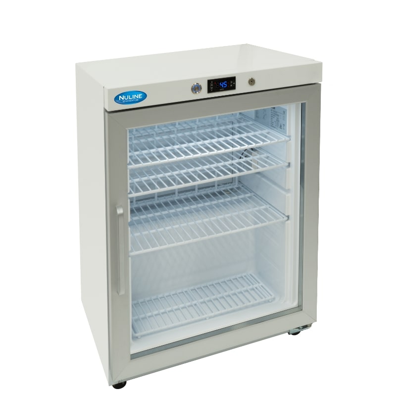Nuline HR200G Pharmacy Fridge Glass Door Closed Angled Right View