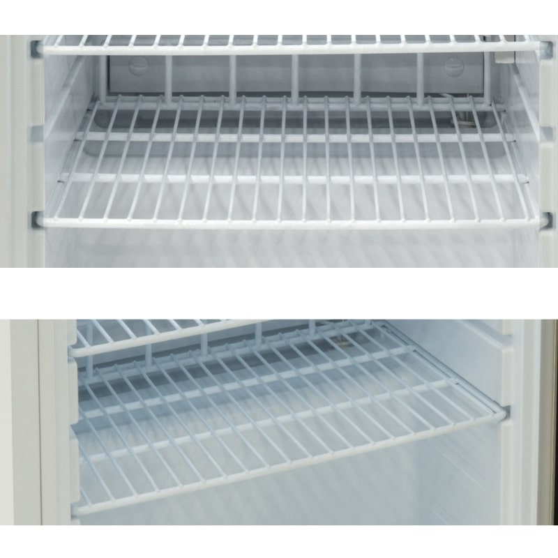 Nuline HR200 Pharmacy Refrigerator and HRF 400 2T Combination Fridge Freezer Additional Shelves Front and Top Angled View
