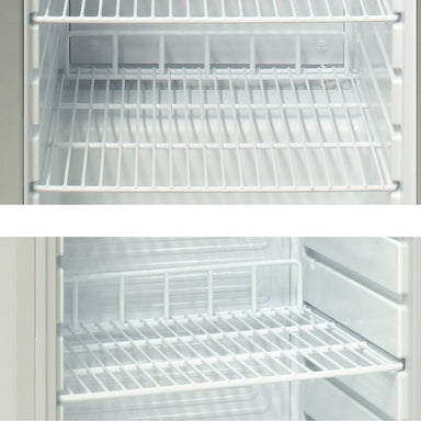 Nuline HR400 Pharmacy Refrigerator Additional Shelves Front and Top Angled View