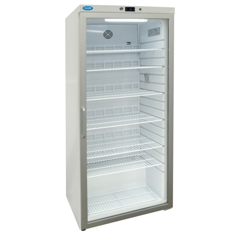 Nuline HR600G Pharmacy Fridge Glass Door Closed Angled Right View
